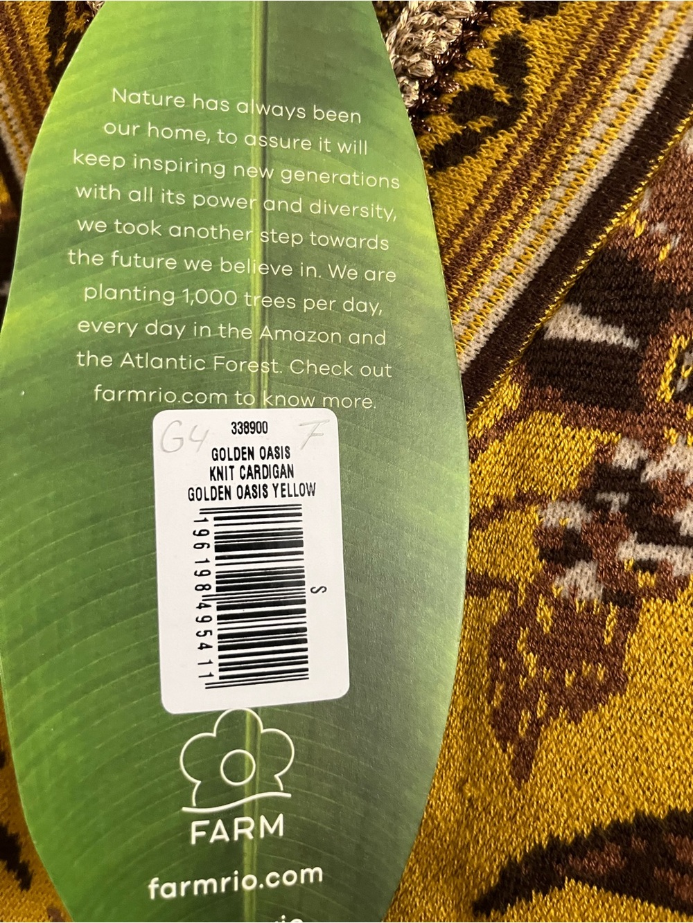 FARM Rio Mustard Floral Jacquard Cropped Cardigan - Picture 5 of 6